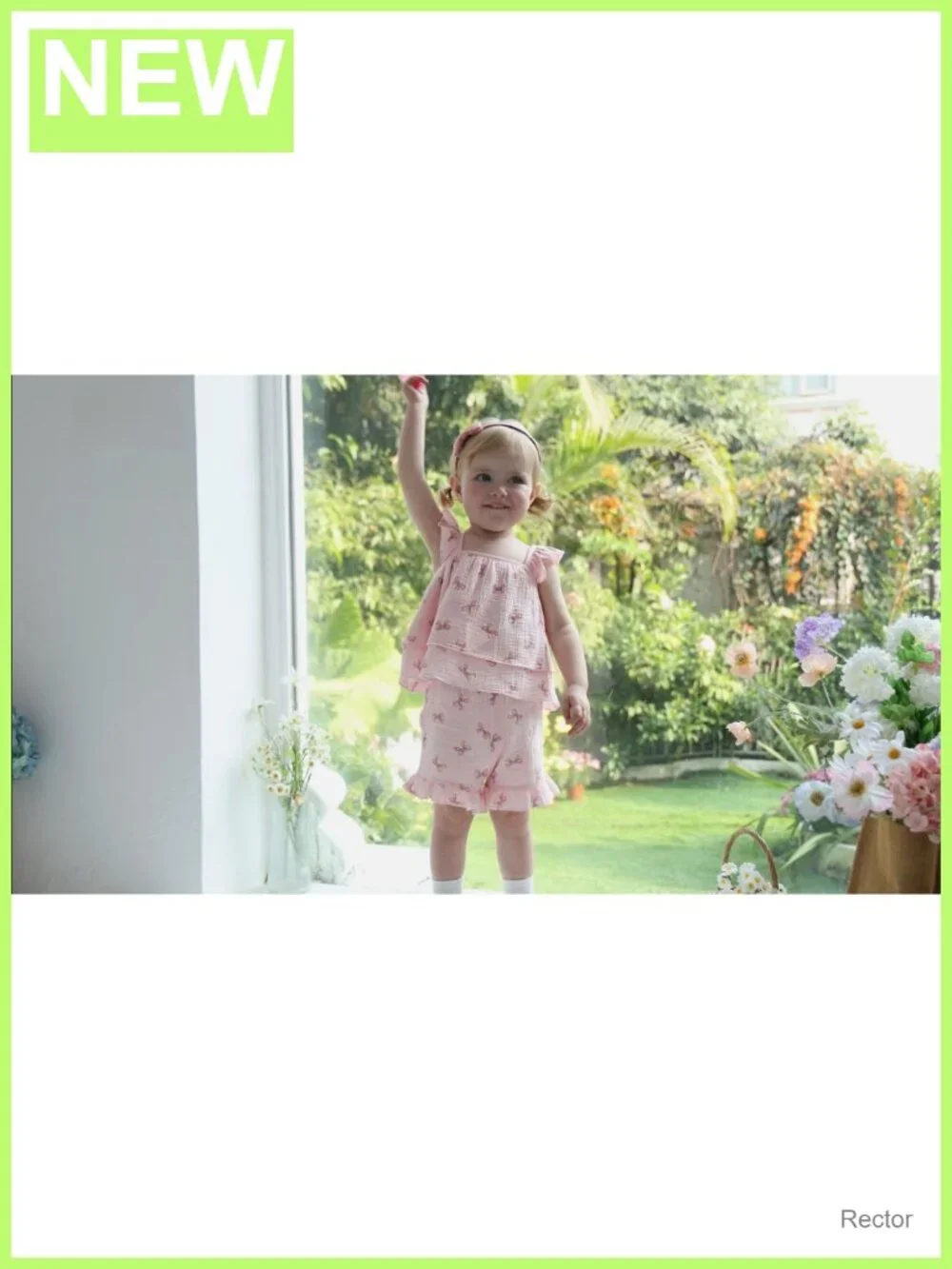 Toddler Girl Ruffle Sleeve Floral Top and Shorts Set Cotton Summer Outfit 2Pc